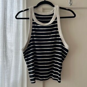 GAP Ribbed Modern Tank in Black and White Stripe in Size XL